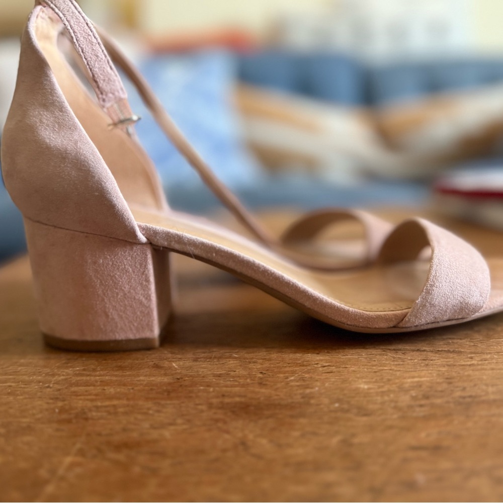 GAP Women's Blush Pink Ankle-Strap Block Heel Sandals
